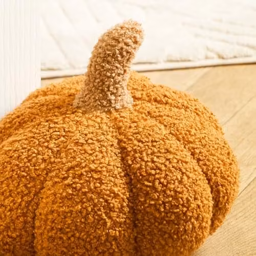 OHS Pumpkin Boucle Decorative Weighted Doorstop in Orange, W/D/H: 23 x 23 x 12 cm – 2