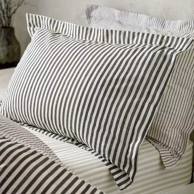 Yard Hebden Striped 100% Cotton Pillowcase Pair in Black – 1