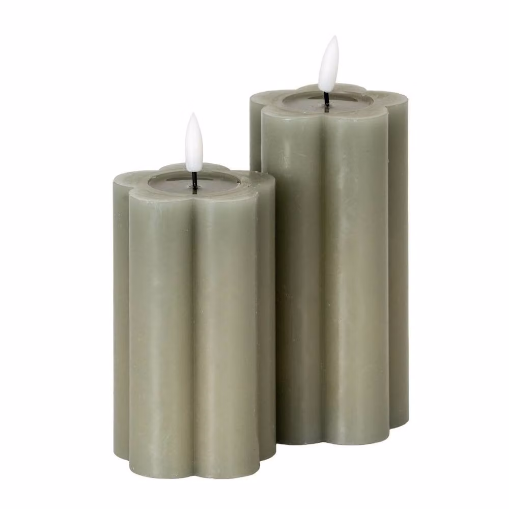 Lemon Pavilion Natural Glow Pillar LED Candle, Grey, H x W x D: 12 x 7 x 7 cm – 3