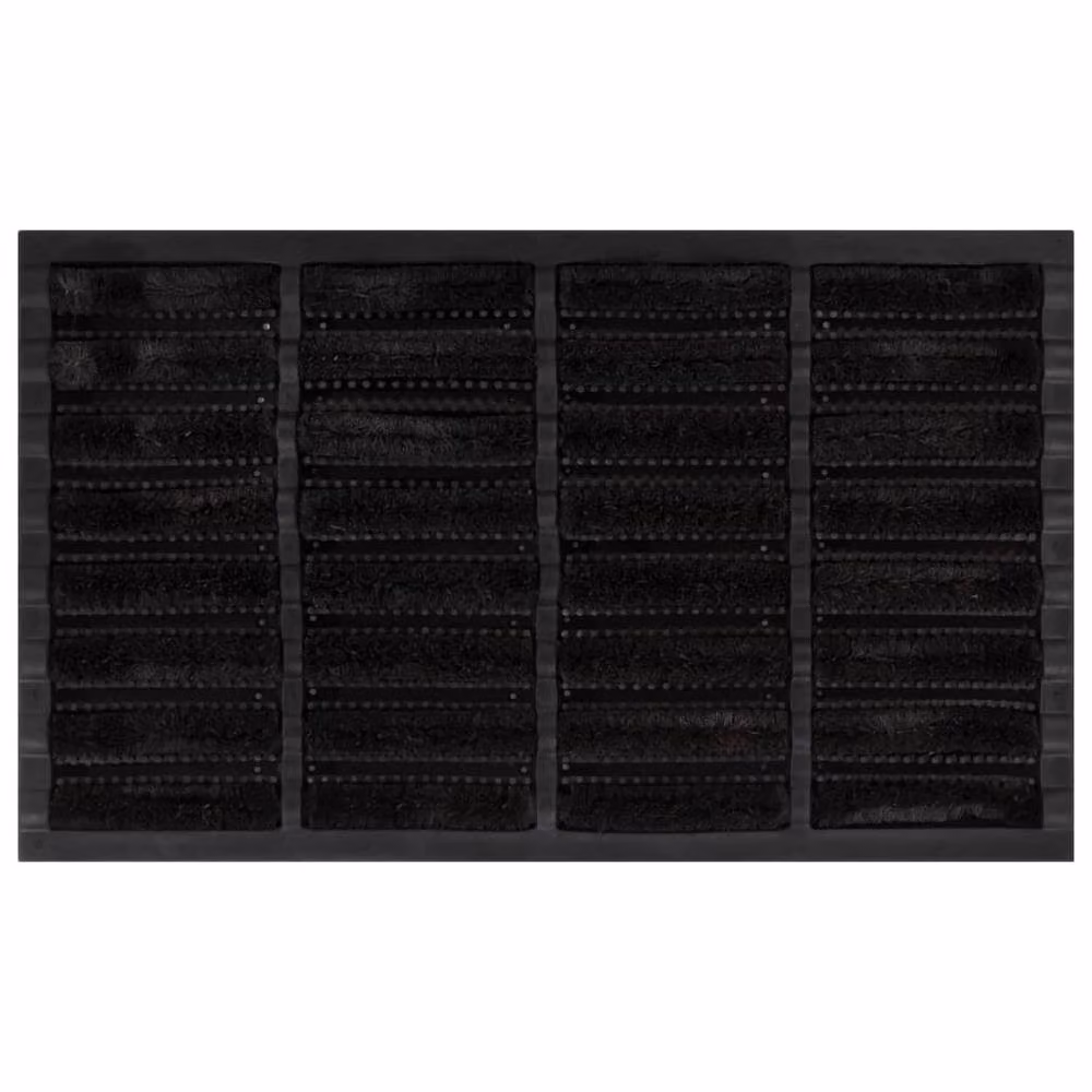 Berkfield Home Rectangular Door Mat in Black, Rubber and Coir, W: 75 cm, D: 45 cm – 2