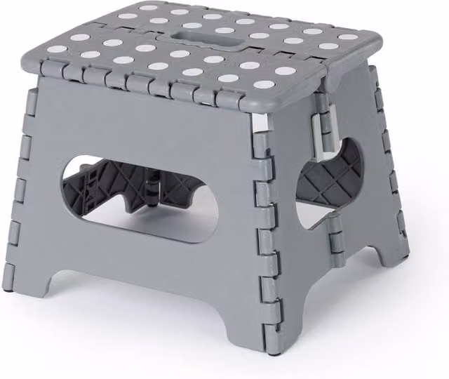 LIVIVO 9 Inch Folding Step Stool, Grey, 150kg Capacity