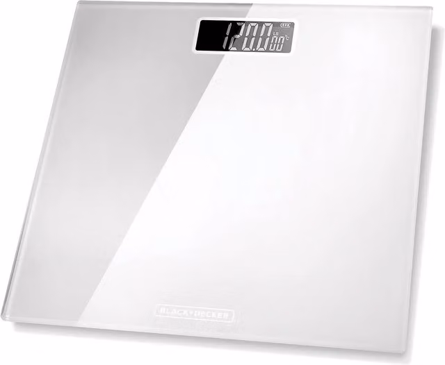Black & Decker Digital Bathroom Scale in White with Glass Surface