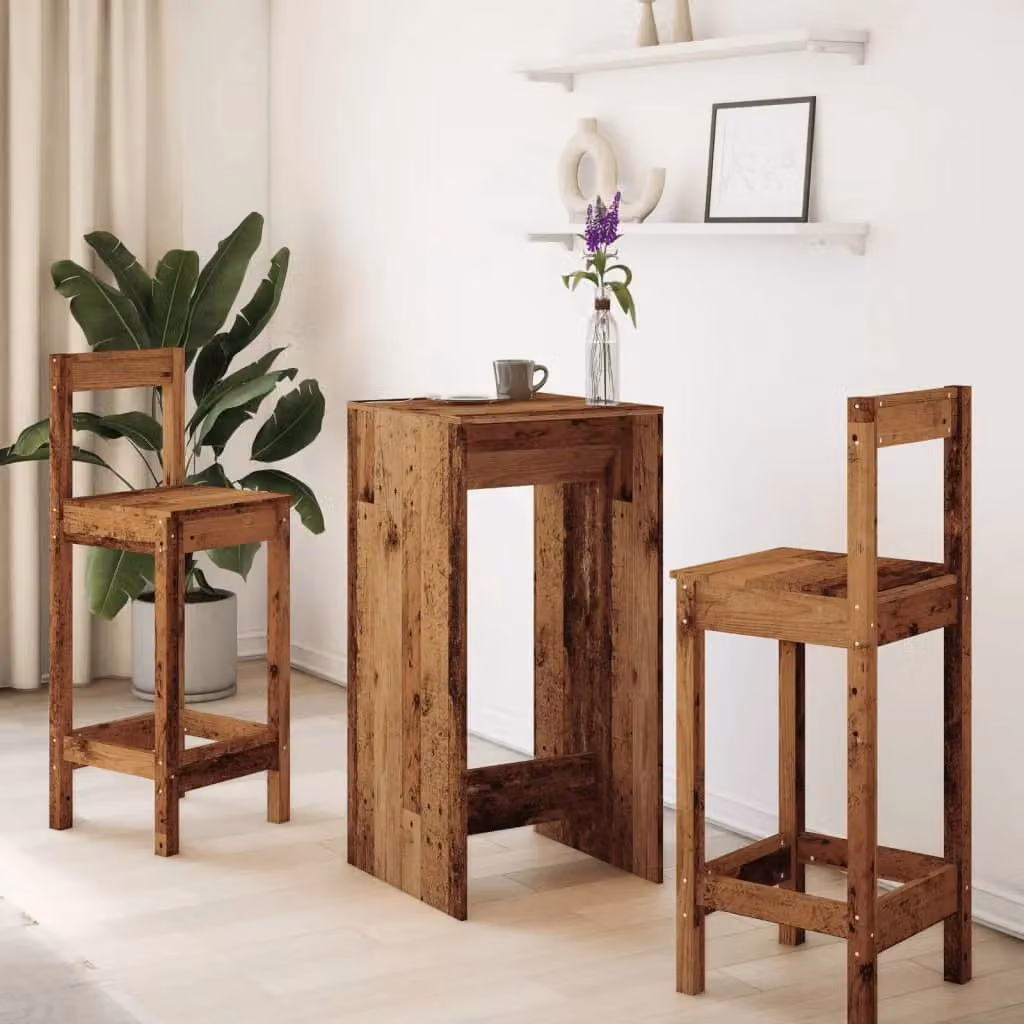 Berkfield Home Bar Table in Old Wood Brown, W/D/H: 51 x 50 x 103.5 cm – 3