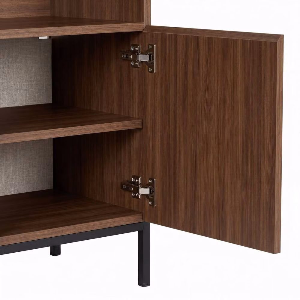 CALICOSY Oliver Small Sideboard with 2 Doors and 1 Niche, Walnut Brown, Width: 80 cm – 5