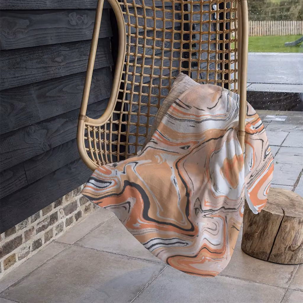 Benjamin Tate Design Pink Marble Fleece Blanket in Pink and Orange, W/D/H: 120 x 150 cm – 4