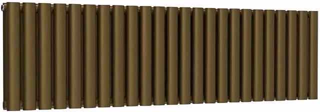 Lux Heat Oval Horizontal Double Radiator in Antique Brass, W: 144 cm, H: 40 cm
