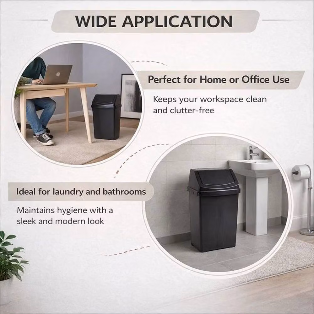 PAWNORA 50 Litre Plastic Swing Lid Kitchen Bin, Black – 4