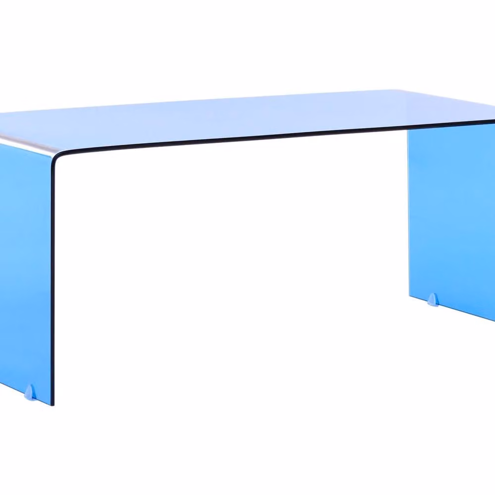 Wyld and Coco Vogui Blue Tempered Glass Coffee Table, W: 100 cm, D: 50 cm, H: 40 cm – 2