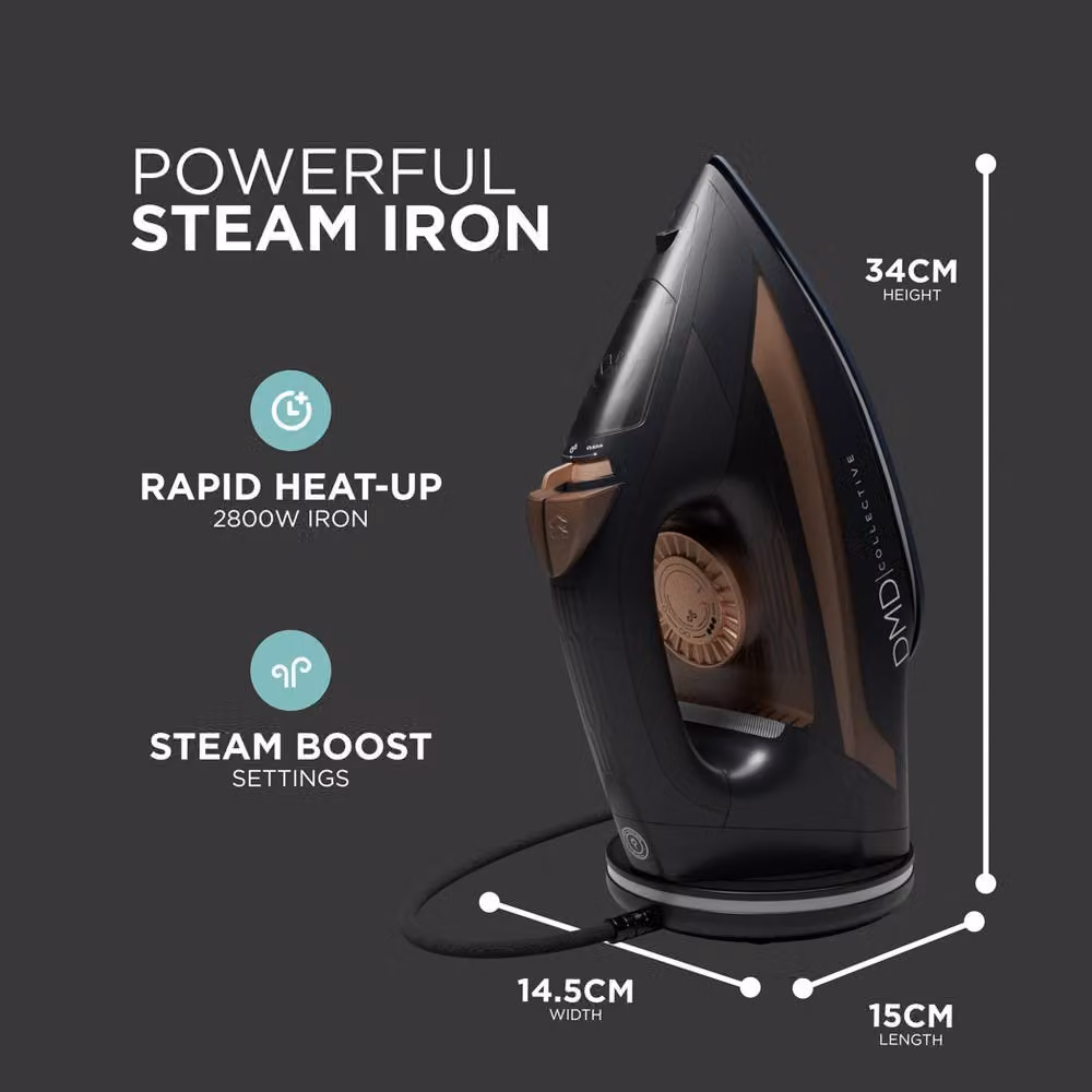 DMD Collective Cordless Steam Iron with Ceramic Non-stick Soleplate and Vertical Steam, 2800W, Black – 1