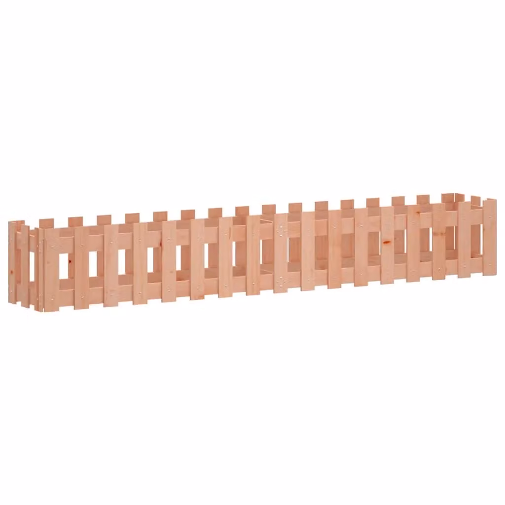 Berkfield Home Garden Raised Bed with Fence Design in Brown Solid Wood, W/D/H: 200 x 30 x 30 cm – 2
