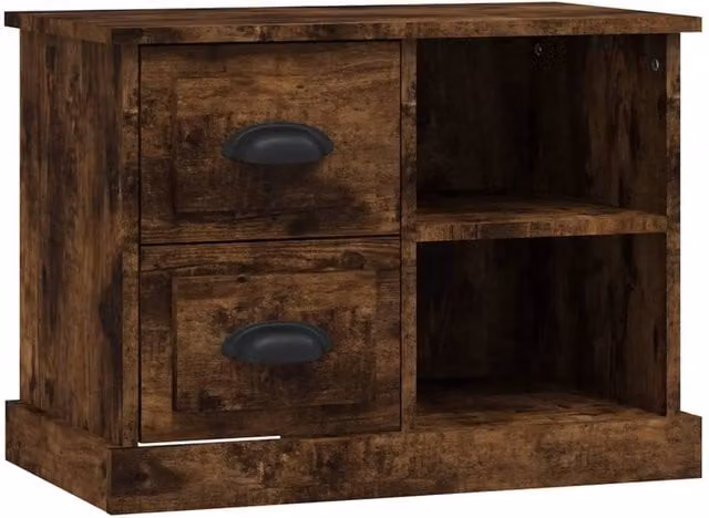 Berkfield Home Smoked Oak Bedside Cabinet in Brown, W/D/H: 60 x 35.5 x 45 cm – 1