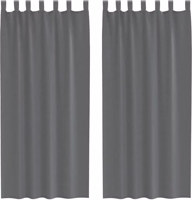 Berkfield Home Grey Transparent Voile Fabric Panel Curtains with Tabs, 2 Pack, W: 140 cm, H: 245 cm