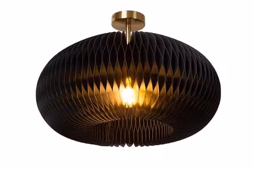 Lucide Armoni Black Flush Ceiling Light with Paper and Metal Design, Diameter: 52 cm – 1