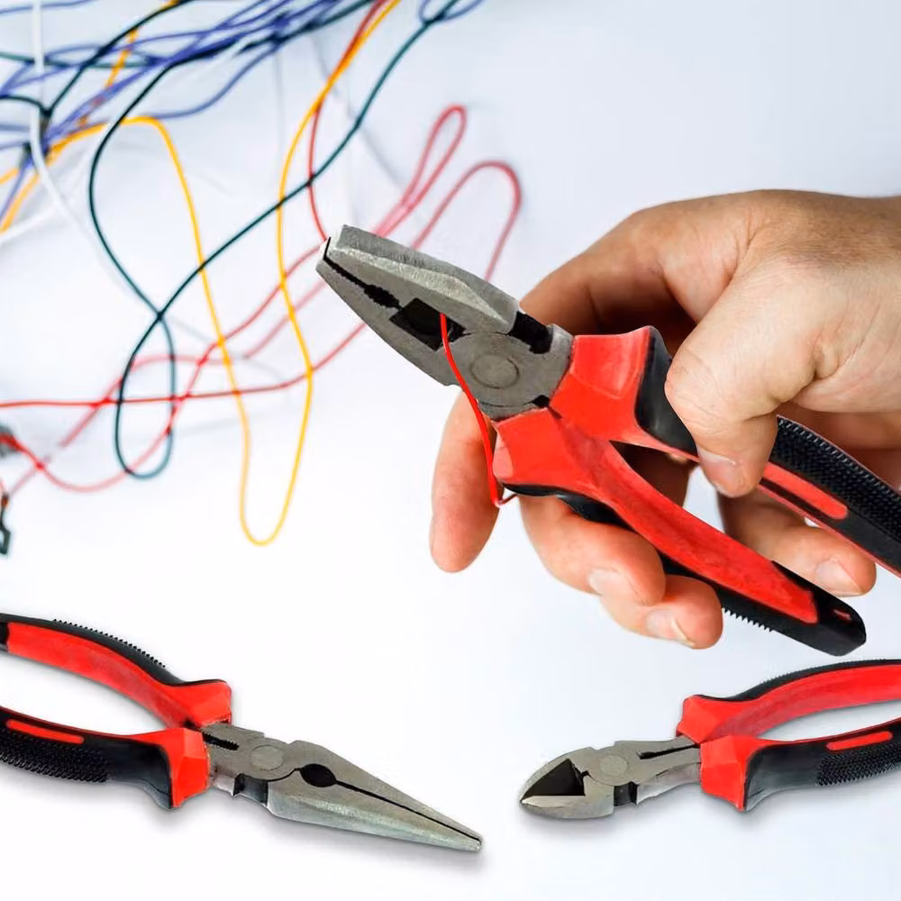BARGAINS-GALORE 3-Piece Heavy Duty 6 inch Combination, Long Nose and Side Cutter Pliers Set in Red – 2