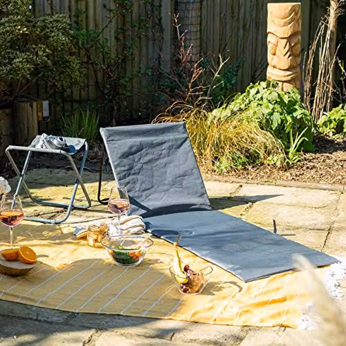 Harbour Housewares Pack of 2 Folding Beach Sun Loungers with Adjustable Headrest in Grey or Green – 2