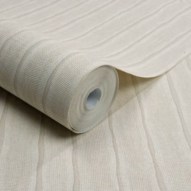 Grandeco Boutique Kalema Fabric Stripe Embossed Wallpaper in White