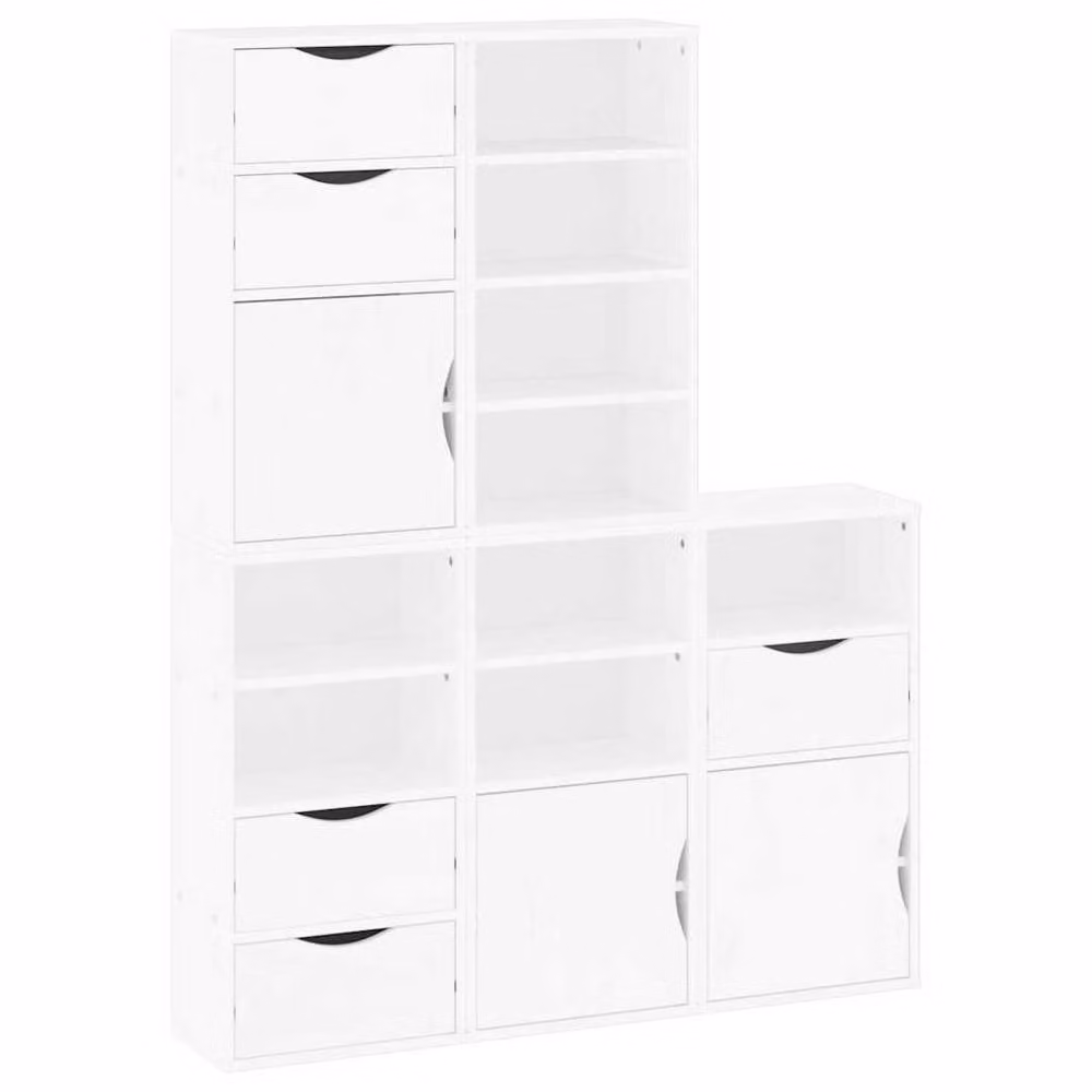 Berkfield Home ODDA Side Cabinets, 5 Piece Set in White Solid Wood Pine, W: 40 cm, D: 24 cm, H: 79 cm – 2