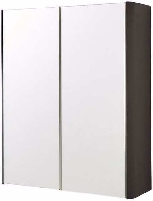 Clifton Matt Graphite 2-Door Mirror Bathroom Cabinet in Dark Grey, H 60 cm x W 50 cm – 1