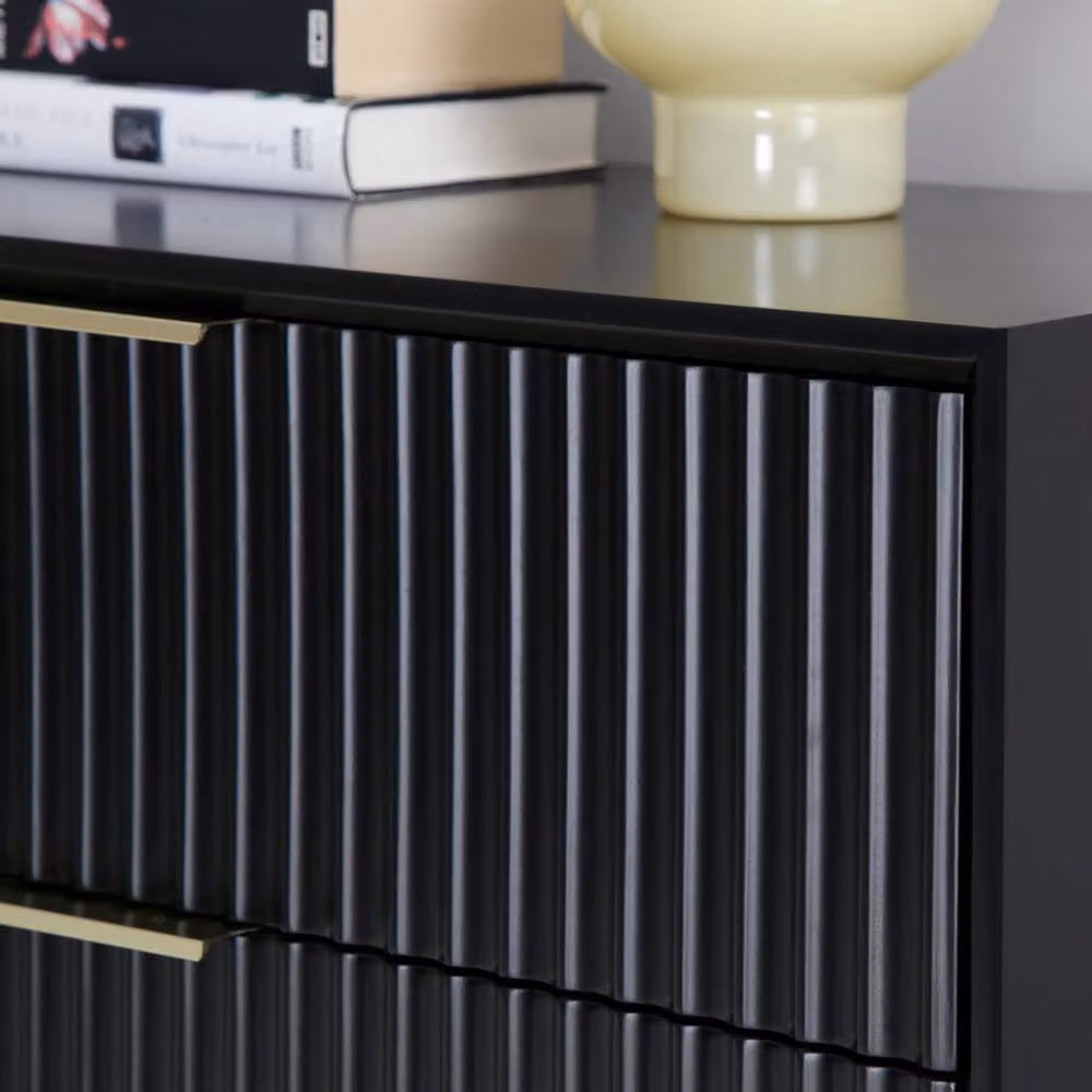 Home Garden Direct Monza Tall Chest of 5 Drawers with Fluted Detailing in Black – 2