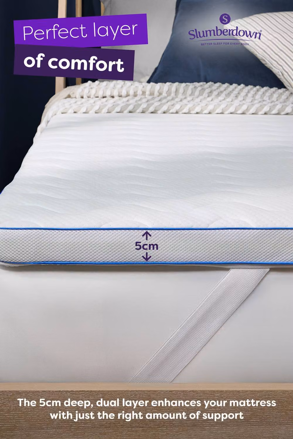 Slumberdown Cooling Gel Memory Foam Mattress Topper in White, Super King – 4