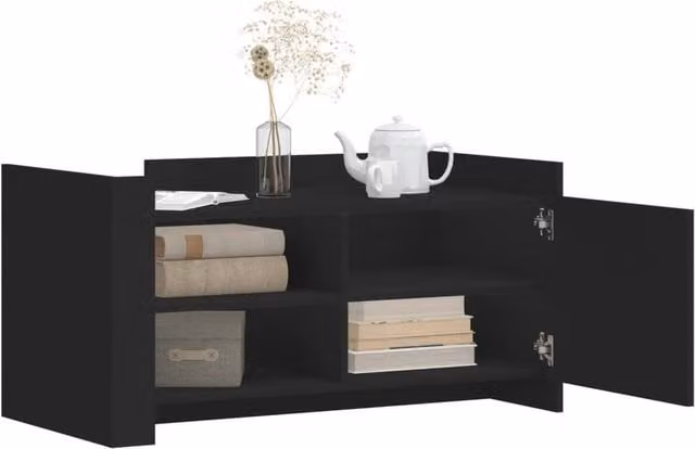 Berkfield Home Modern Black Rectangular Coffee Table in Matt Engineered Wood W/D/H: 100 x 50 x 50 cm – 1
