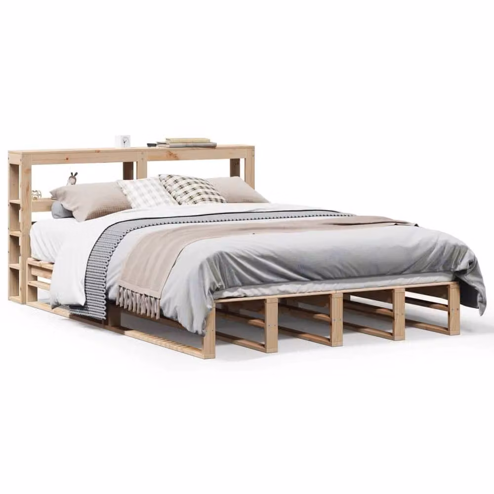 Berkfield Home Rustic Solid Pine Bed Frame in Brown, W/D/H: 140 x 200 cm – 2