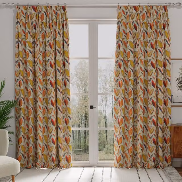 Terrys Made to Measure Blackout Floral Cotton Fabric Panel in Orange and Multicolour