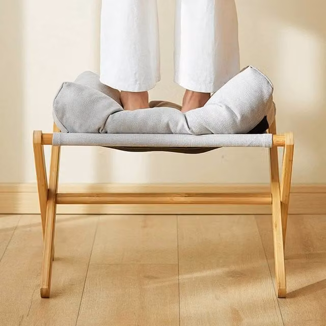 KORVIXA Grey Upholstered Rectangular Footstool with Removable Cover, W/D: 100 x 100 cm