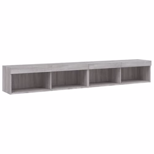 vidaXL Set of 2 Modern Grey Sonoma TV Cabinets with LED Lights, W/D/H: 100 x 30 x 30 cm