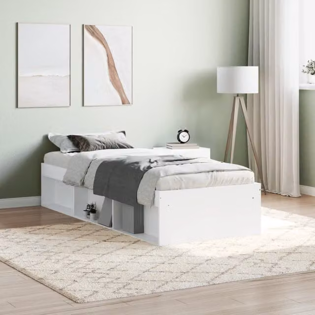 Berkfield Home Modern Small Single Bed Frame in White, W: 75 cm x L: 190 cm