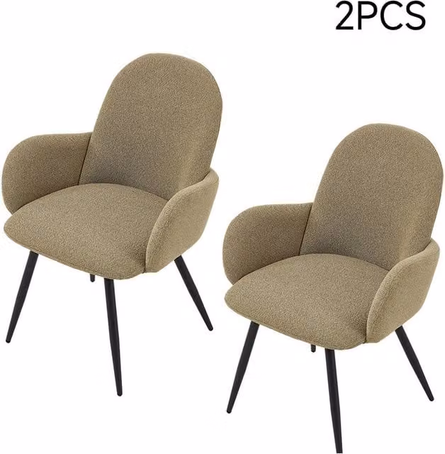 Living and Home Set of 2 Modern Linen Upholstered Dining Chairs in Green