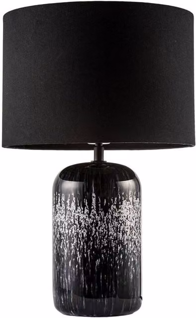 Happy Homewares Modern Marble Drip Snowflake Glass Table Lamp with Black Linen Shade