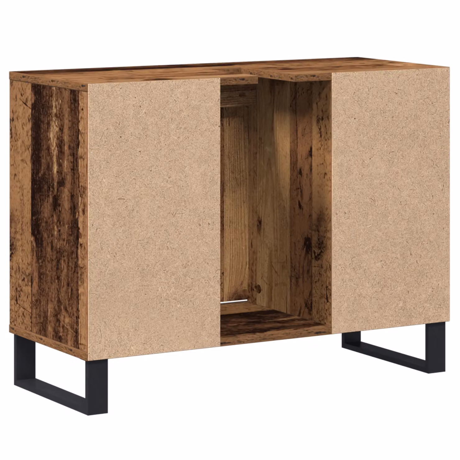 Berkfield Home Rustic Brown Freestanding Bathroom Vanity Unit with Hinged Doors and Open Shelf – 5
