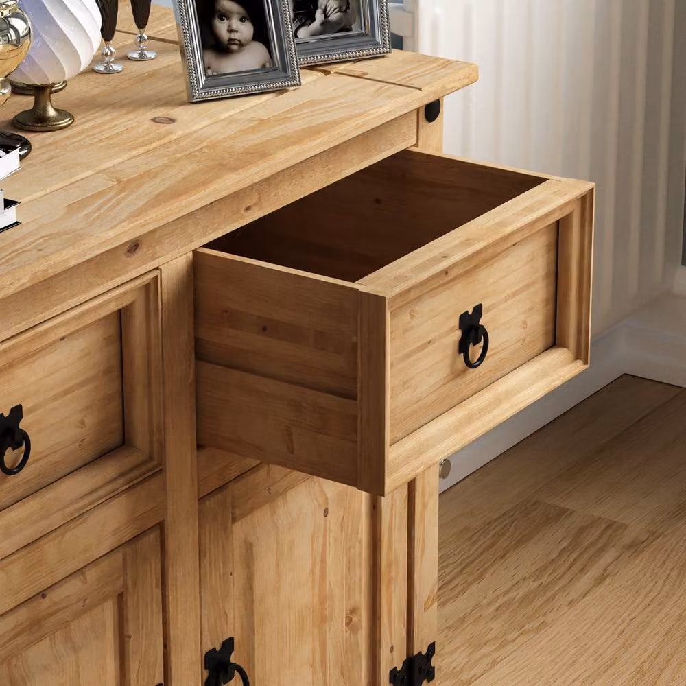 HD Designs Vida Designs Corona Rustic Brown 3 Door 3 Drawer Sideboard – 4