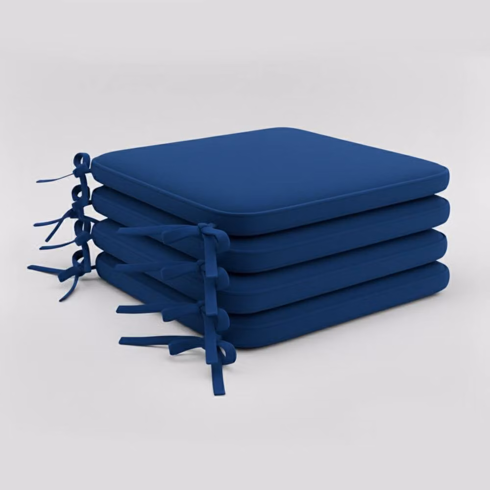 Snug City Pack of 4 Navy Blue Foam Seat Pads with Ties for Dining and Kitchen Chairs – 2