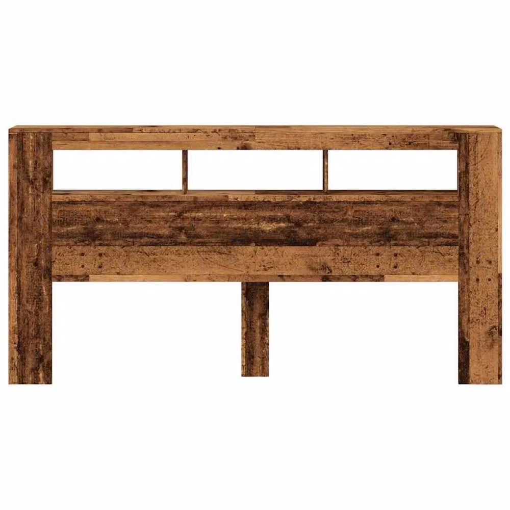 Berkfield Home LED Headboard in Brown Old Wood, W: 200 cm, D: 18.5 cm, H: 103.5 cm – 4
