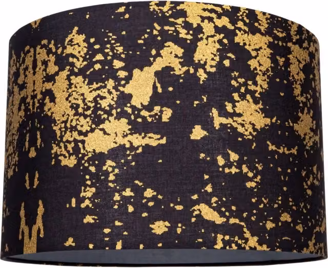 Happy Homewares Modern Round Black Cotton Fabric Lamp Shade with Gold Foil Design, Diameter: 30 cm – 7