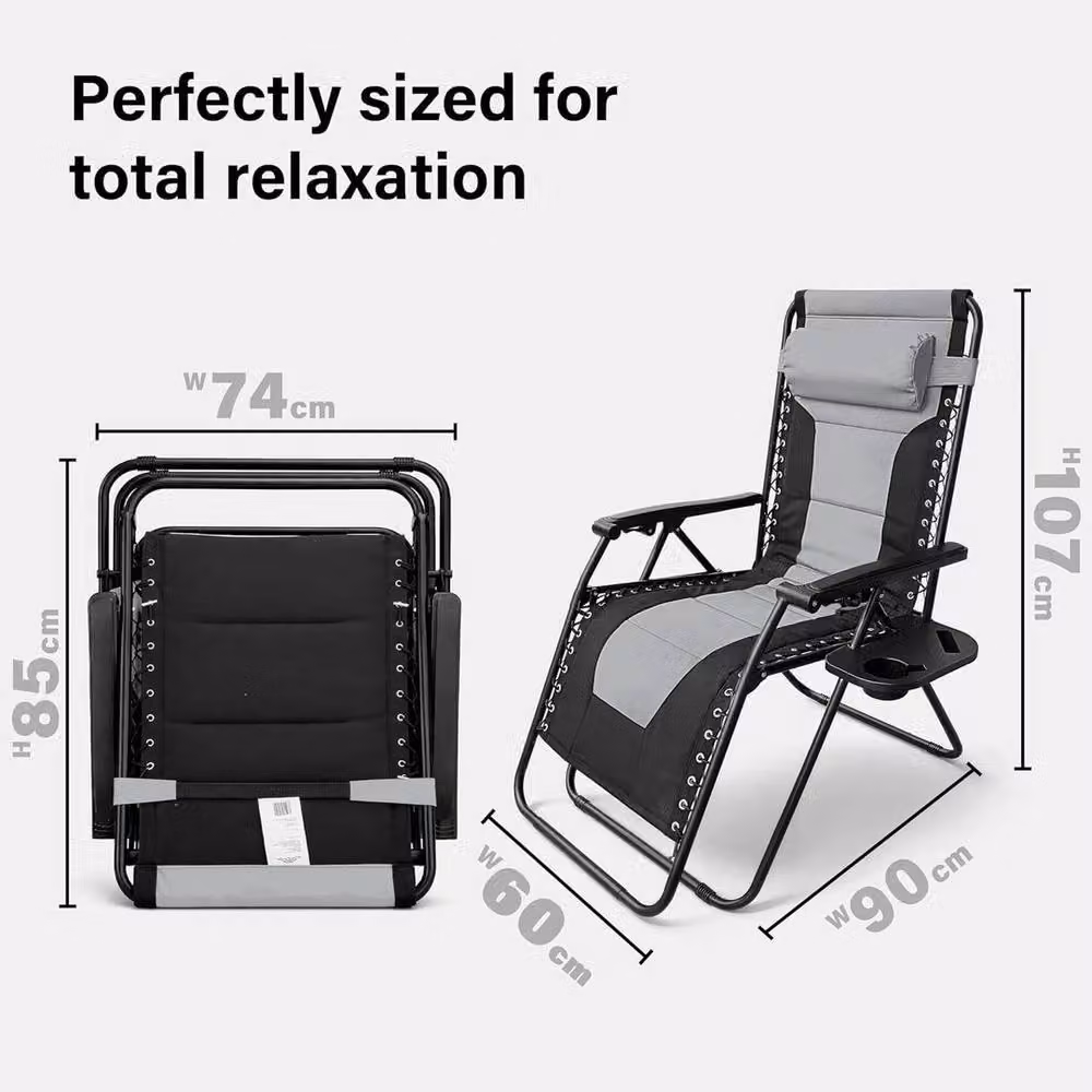 FLAVORA Heavy Duty Padded Sun Lounger in Grey – 2