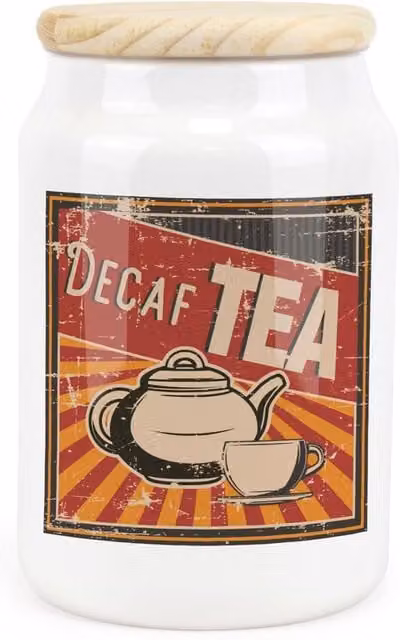 Purely Home Retro Drinks Ceramic Decaf Tea Storage Canister in Red and White