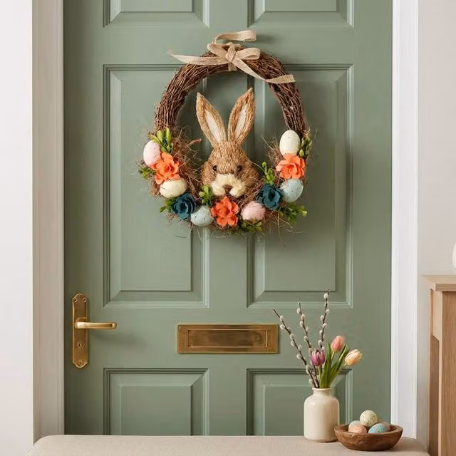 Garden Greatness Easter Half Wreath with Rabbit and Multicolour Flowers – 1