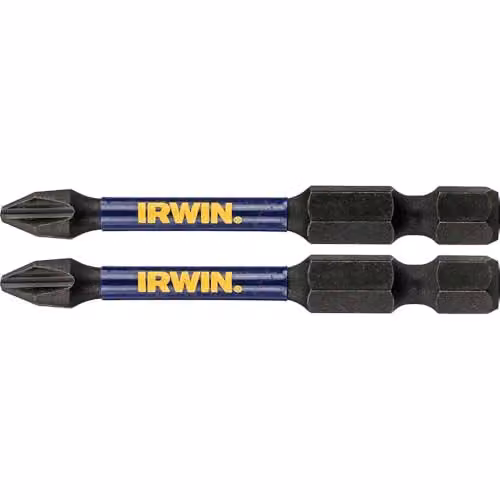 IRWIN Impact Pro Performance PH2 Screwdriver Bits, 57mm, Pack of 2, Black and Multicolour