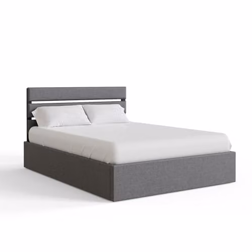 GFW Hudson Grey Ottoman Storage Bed Frame, King Size Upholstered Fabric Bed with Gas Lift Storage and Panelled Headboard, W: 160 cm, D: 200 cm, H: 208.47 cm – 3