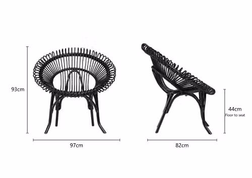 Desser Shanghai Hand Woven Rattan Wicker Chair in Black – 3