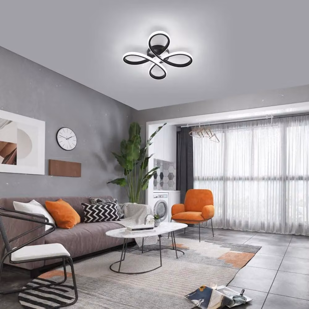Pheashine 30W LED Flower Flush Mount Ceiling Light, Black, Diameter: 30 cm, Cool White – 3