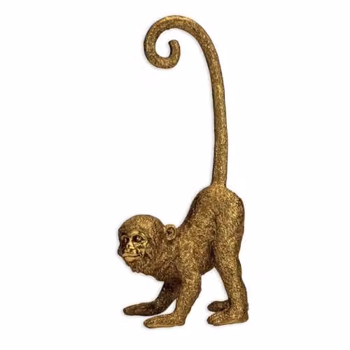 Madison & Mayfair Art Deco Style Gold Metal Monkey Tabletop Ornament H: 40.5 cm x W: 18.0 cm x D: 11.0 cm – 1