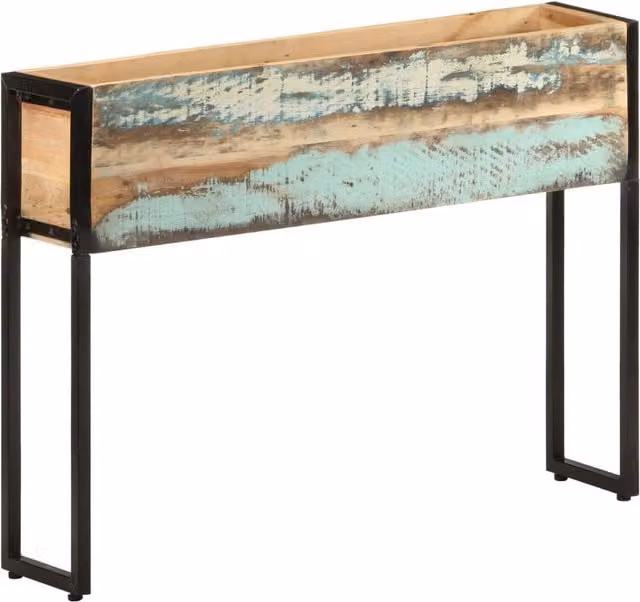 Berkfield Home Multicolour Planter in Wood and Metal, W/D/H: 90 x 20 x 68 cm – 1