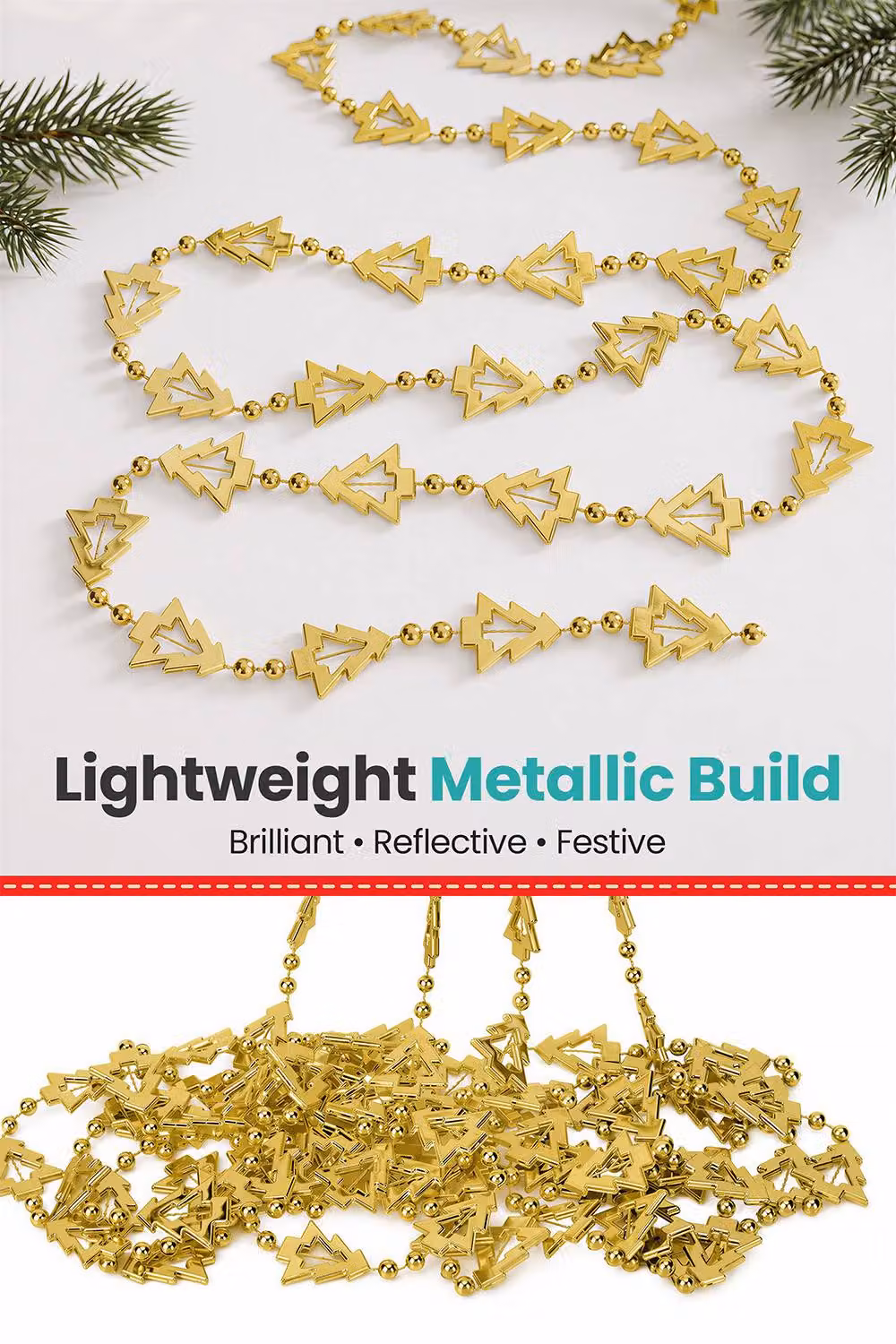 Neel Blue Gold Metallic Christmas Tree Bead Garland, 5m Hanging Chain – 3