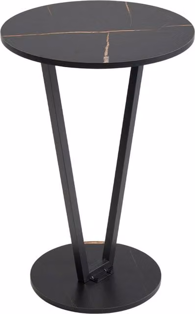 Livingandhome Modern Round Side Table in Black