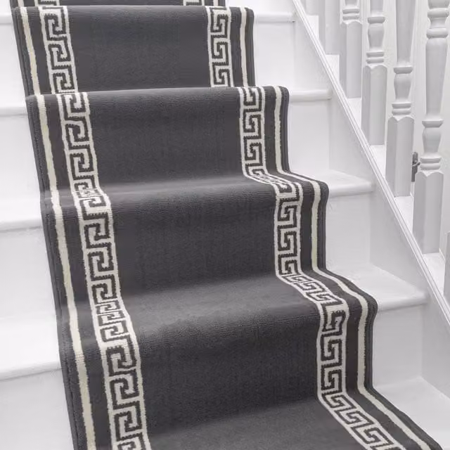 runrug Grey Key Stair Carpet Runner W: 60 cm, L: 660 cm