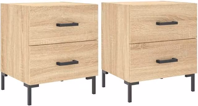 Berkfield Home Set of 2 Sonoma Oak Bedside Cabinets in Brown, W/D/H: 40 x 35 x 47.5 cm